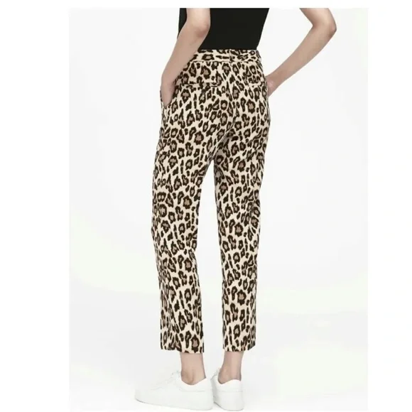 Banana Republic avery trouser ankle pants animal print leopard brown size 2 new - Picture 2 of 10
